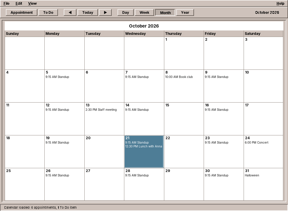 amade-calendar in Month view