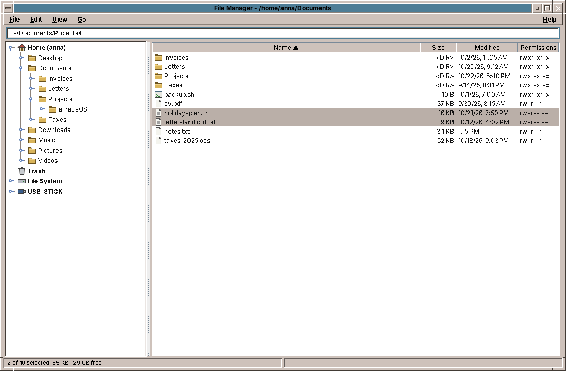 The path bar as a text field, with a path being typed
