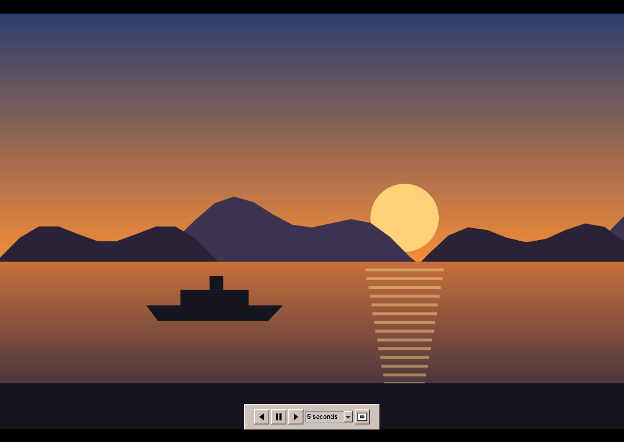 The slideshow on the whole screen, with its control bar
