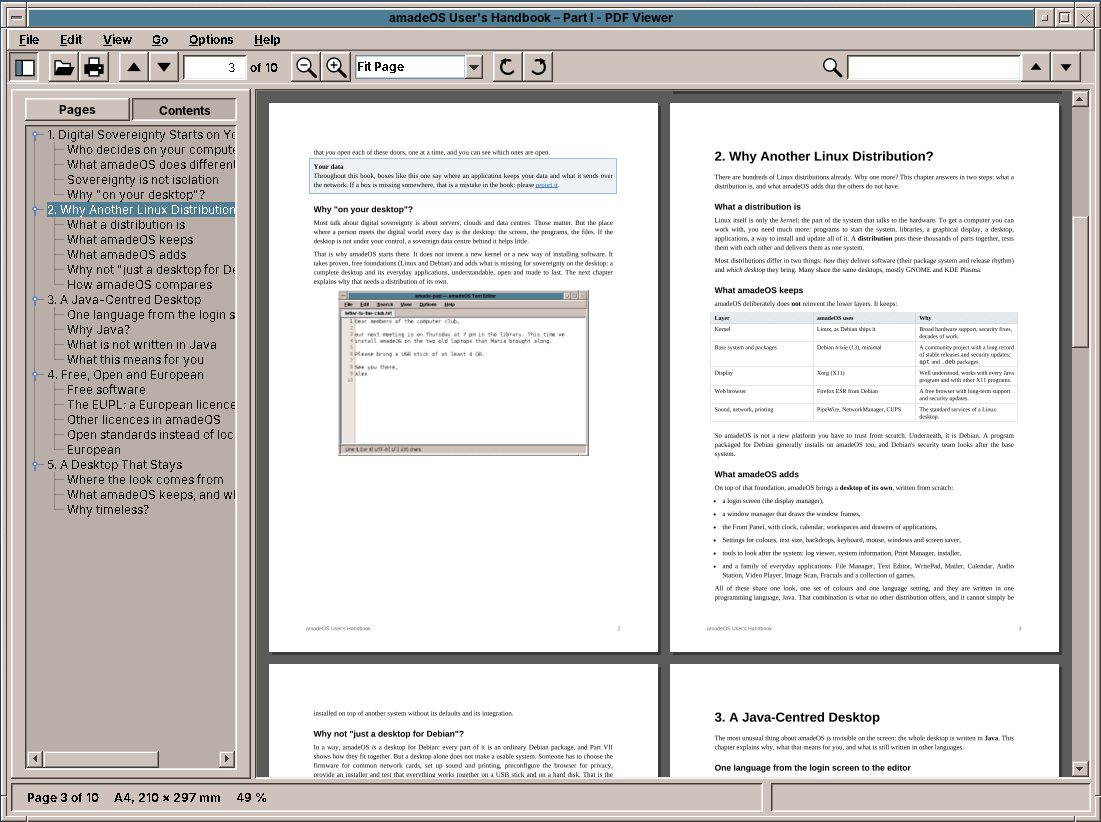 Two pages with the table of contents