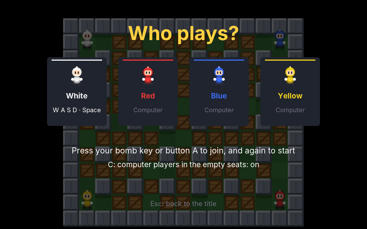 The lobby: one player at the keys has joined
