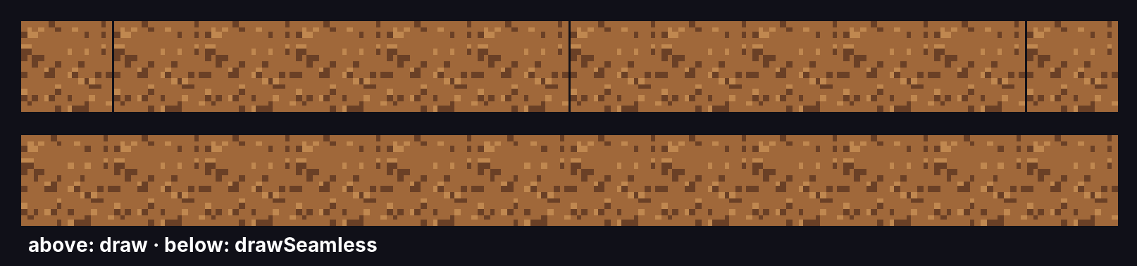 Tiles drawn with draw and with drawSeamless