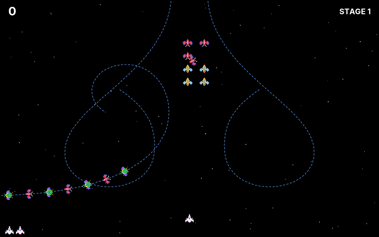 The flight paths of the first stage