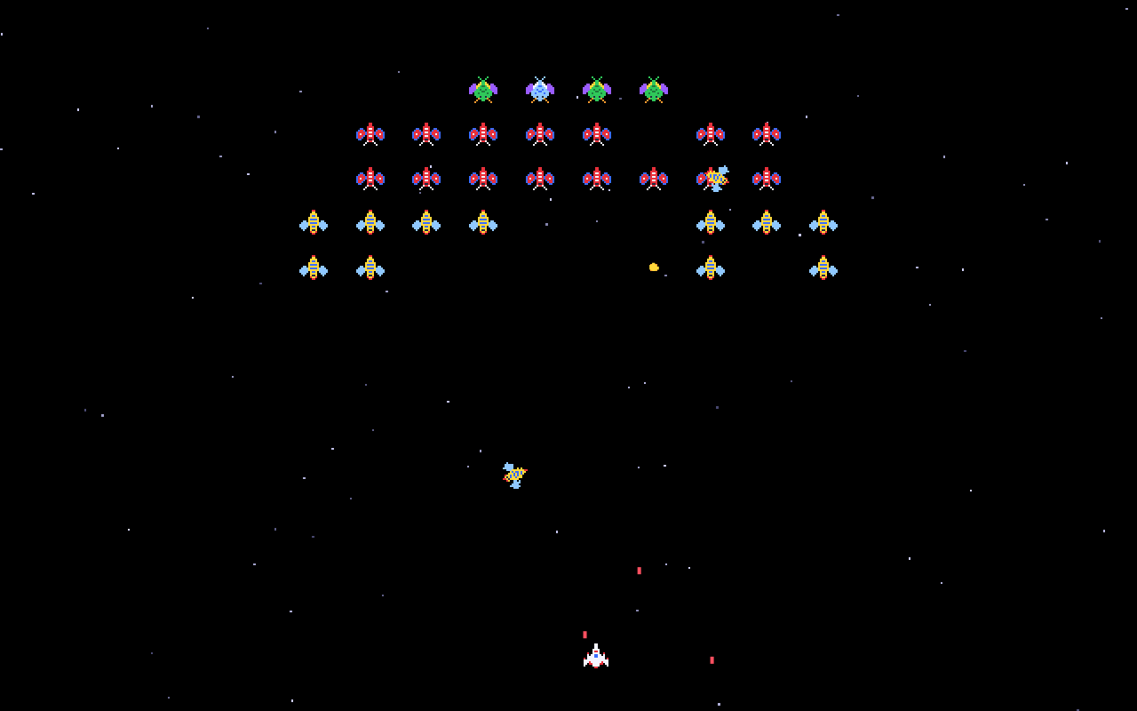 The second stage, with two insects diving