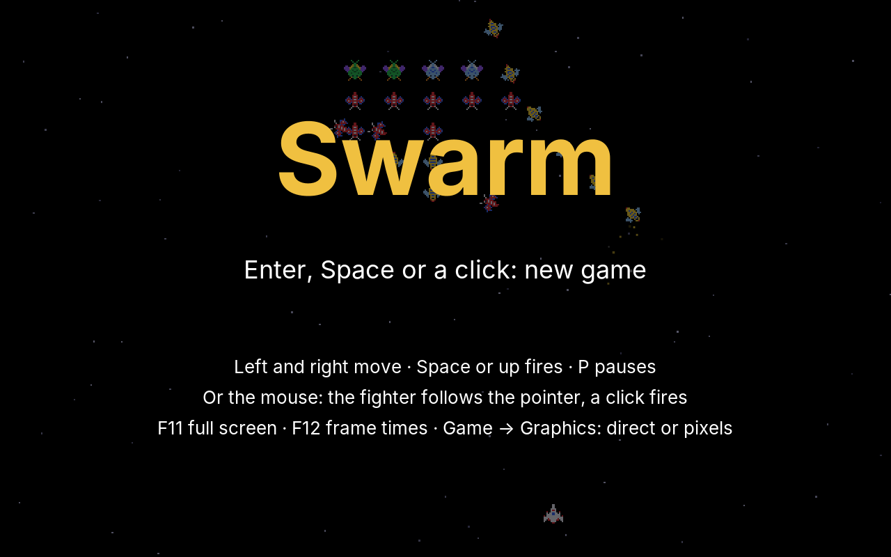 The title screen, where the computer plays
