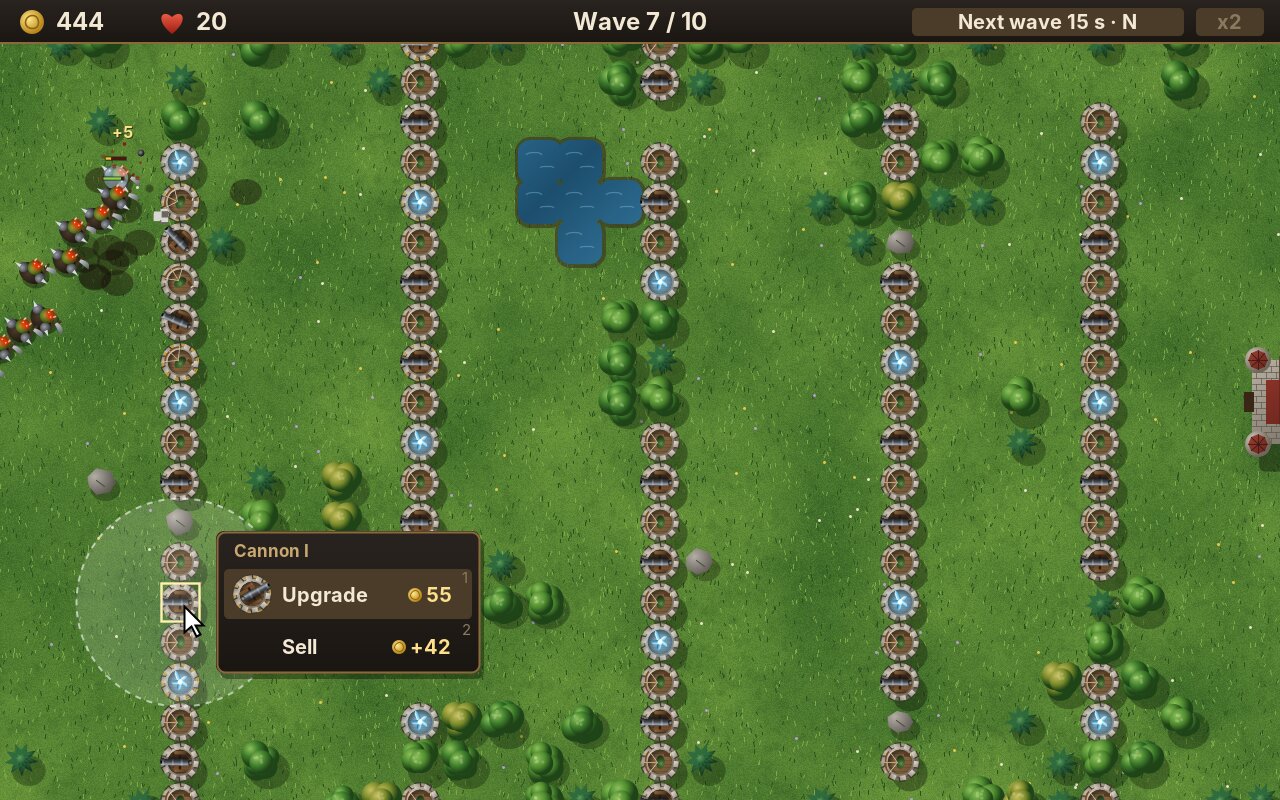 The menu of a cannon