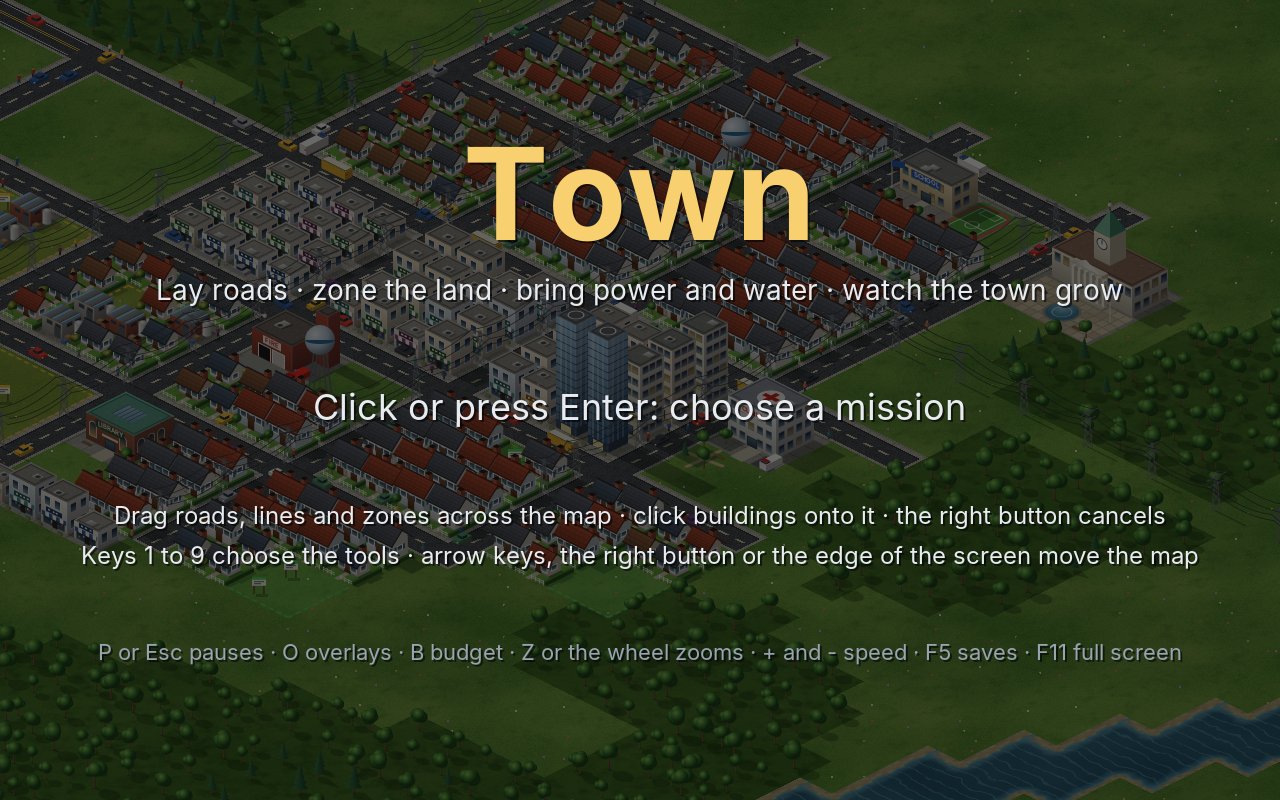 The title over the computer's town