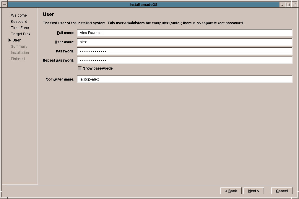 The User page