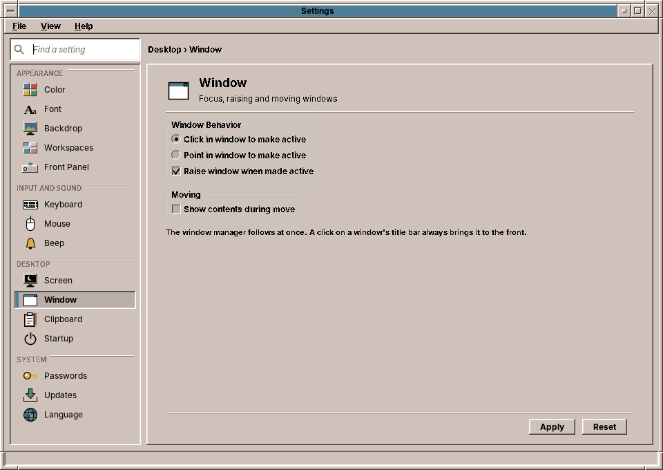 The Window page