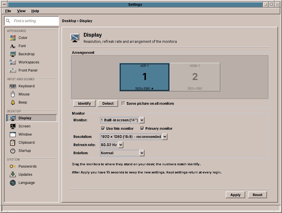 The Display page