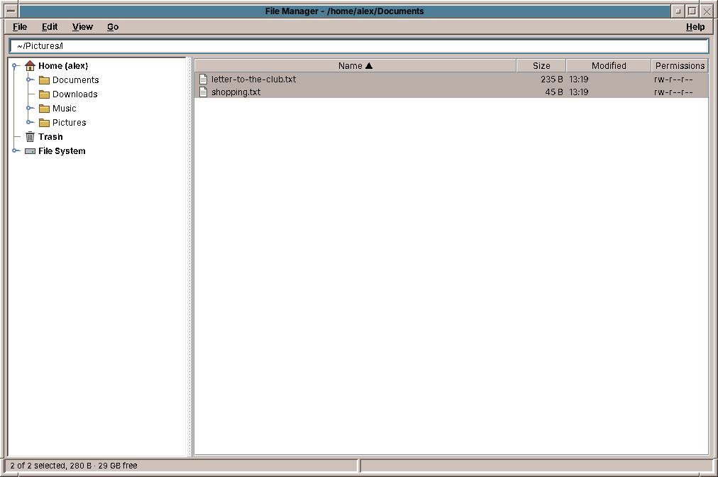 The path bar as text, completed with Tab