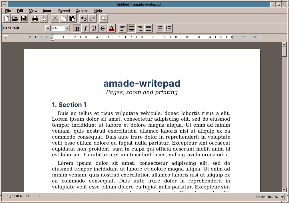 WritePad with its sample text