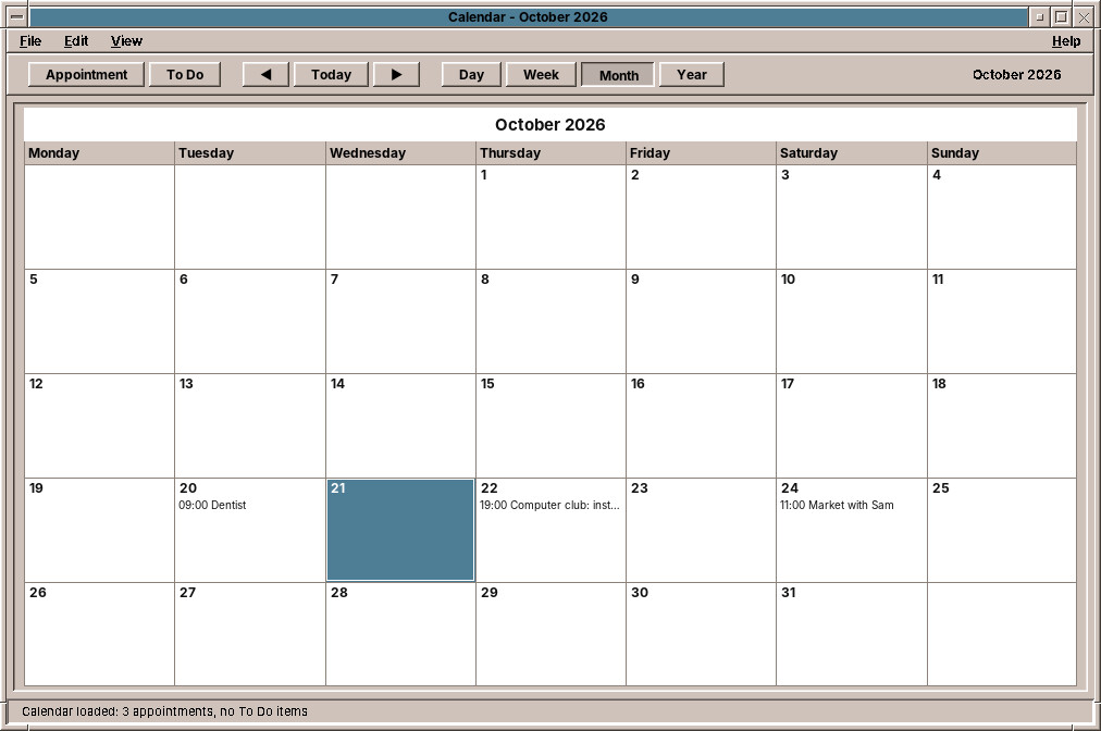 The Calendar in Month view