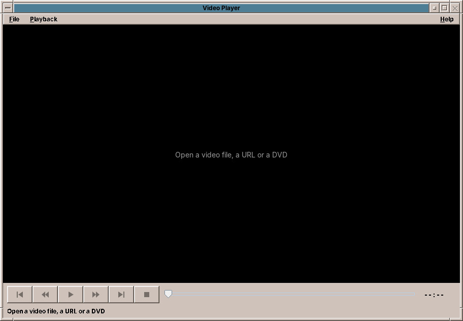 The Video Player before a video is opened