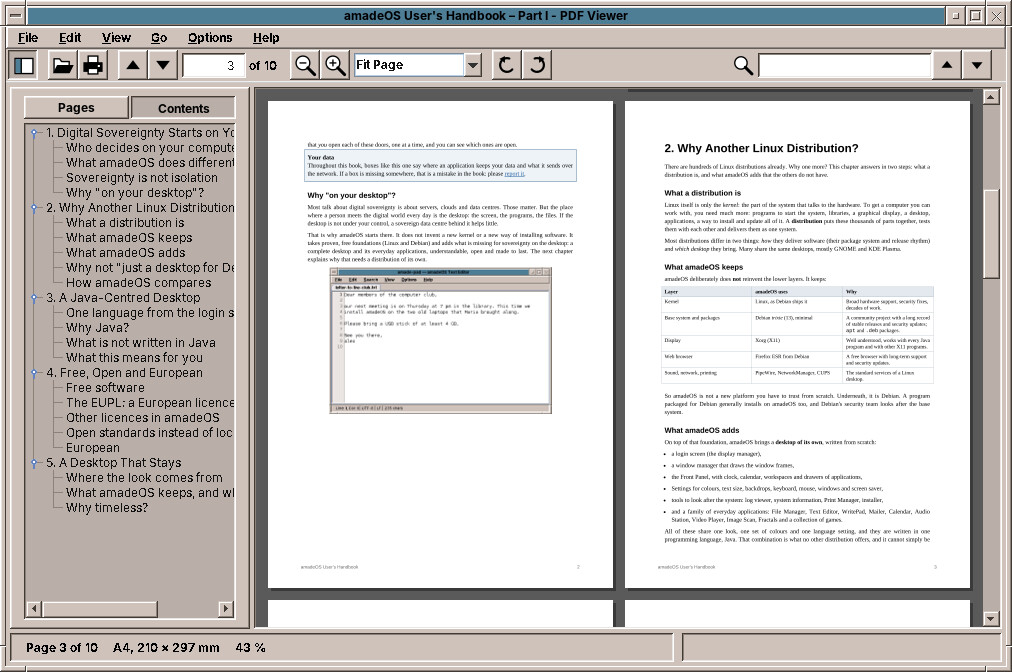 The table of contents and two pages